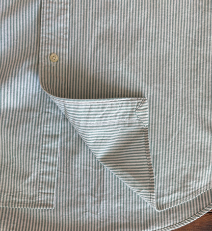 Ralph Lauren BLAKE Shirt Large Green White Striped Cotton Button Down