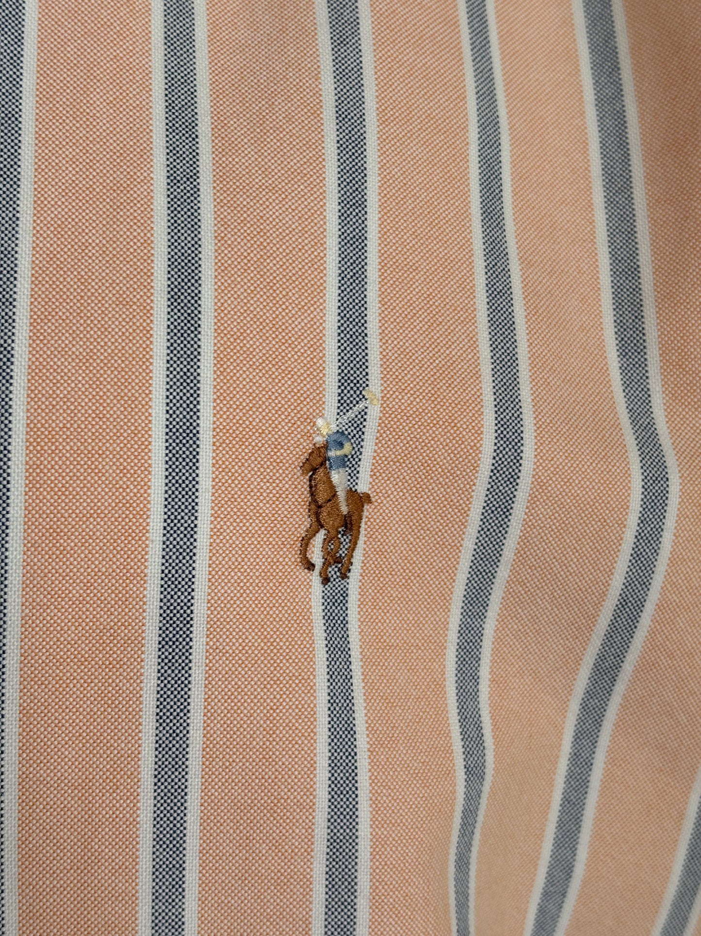 Ralph Lauren Yarmouth Shirt 16-33 Orange Striped Oxford Cotton Button Down