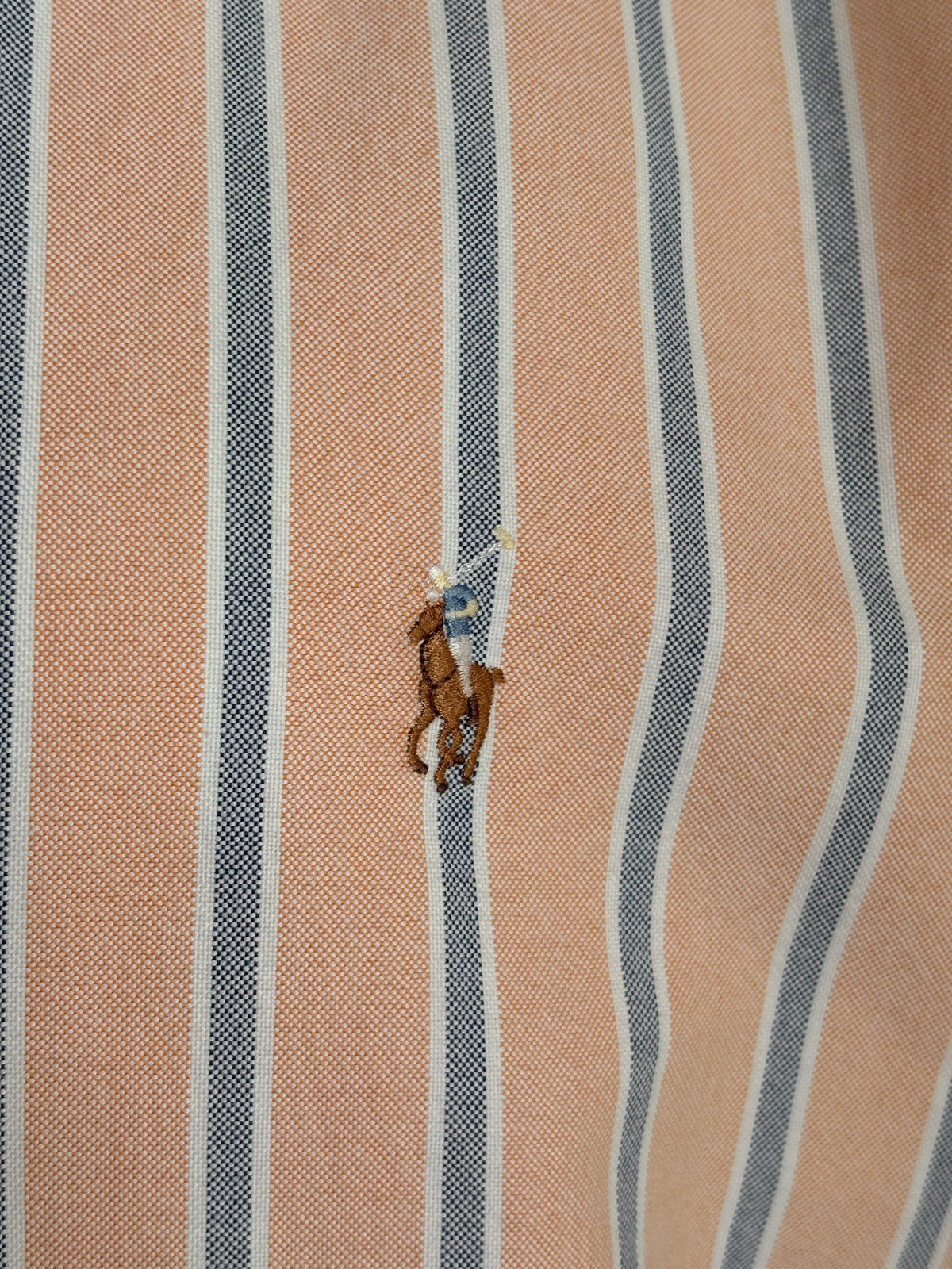 Ralph Lauren Yarmouth Shirt 16-33 Orange Striped Oxford Cotton Button Down-AJ357 Studio