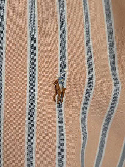 Ralph Lauren Yarmouth Shirt 16-33 Orange Striped Oxford Cotton Button Down