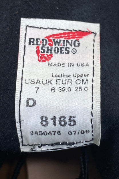 Red Wing Size 7D (39 EU) 8165 is a classic 6-inch round-toe boot Black Factory Second-AJ357 Studio
