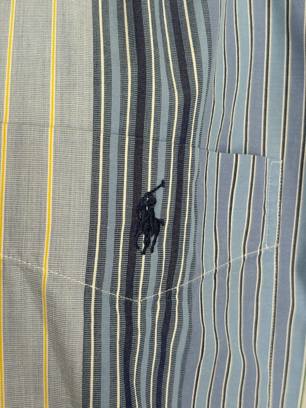 Ralph Lauren BLAIRE Shirt Medium Blue Striped Cotton Button Down-AJ357 Studio
