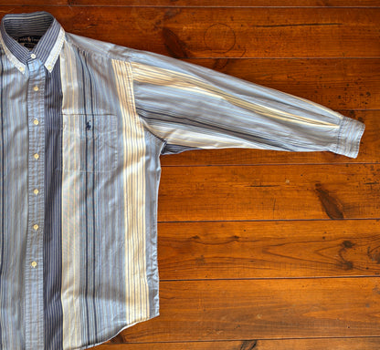 Ralph Lauren BLAIRE Shirt Medium Blue Striped Cotton Button Down