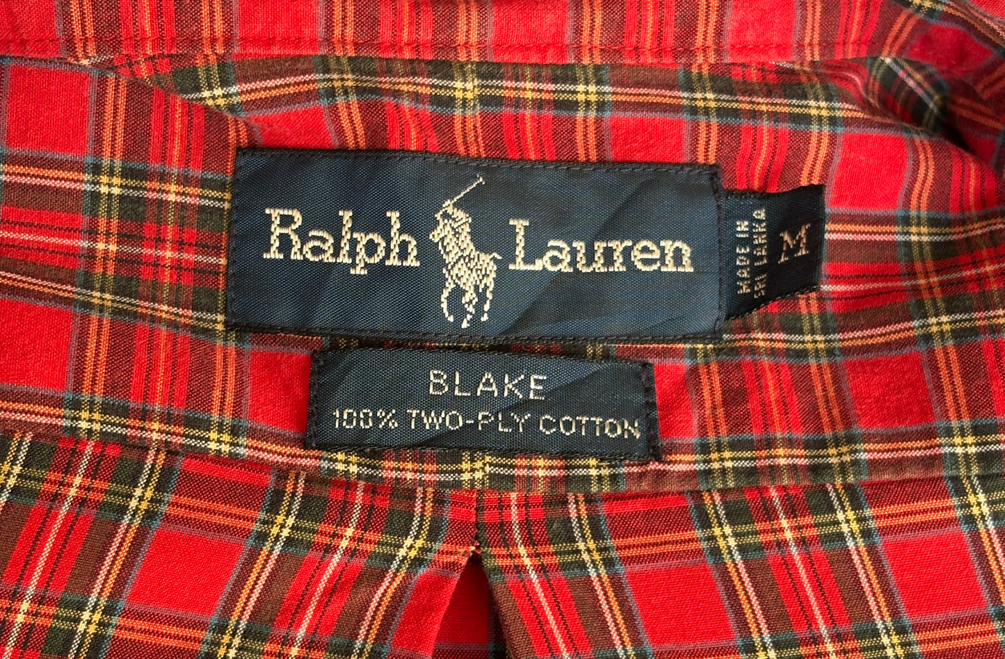 Ralph Lauren BLAKE Shirt Medium Red Plaid Cotton Button Down