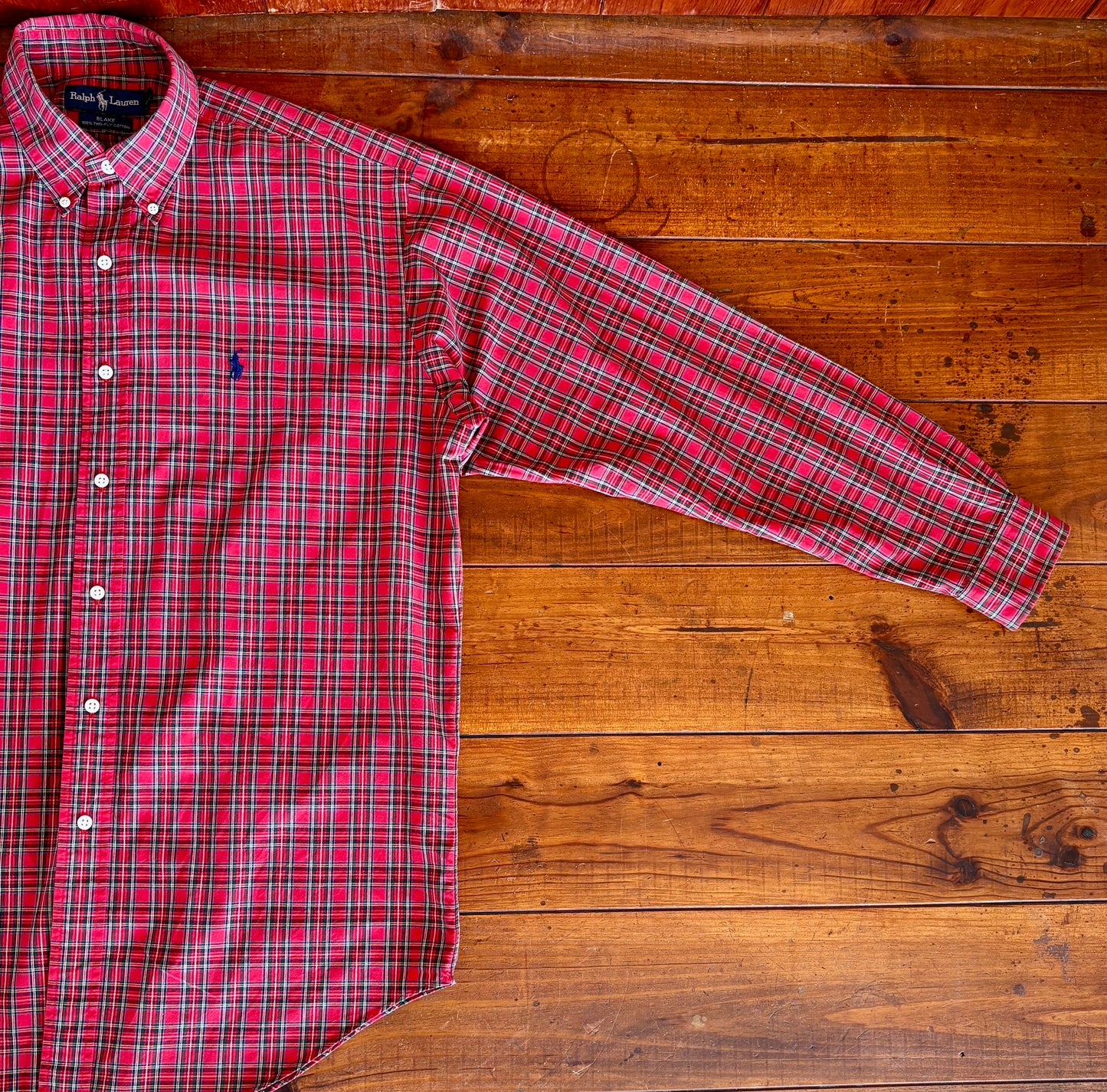 Ralph Lauren BLAKE Shirt Medium Red Plaid Cotton Button Down