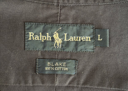 Ralph Lauren BLAKE Shirt Large Navy Cotton Button Down Red Pony