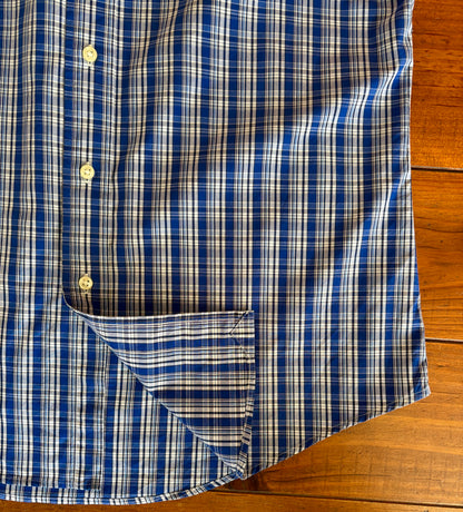 Ralph Lauren Custom Fit Shirt Medium Blue White Plaid Cotton Button Down