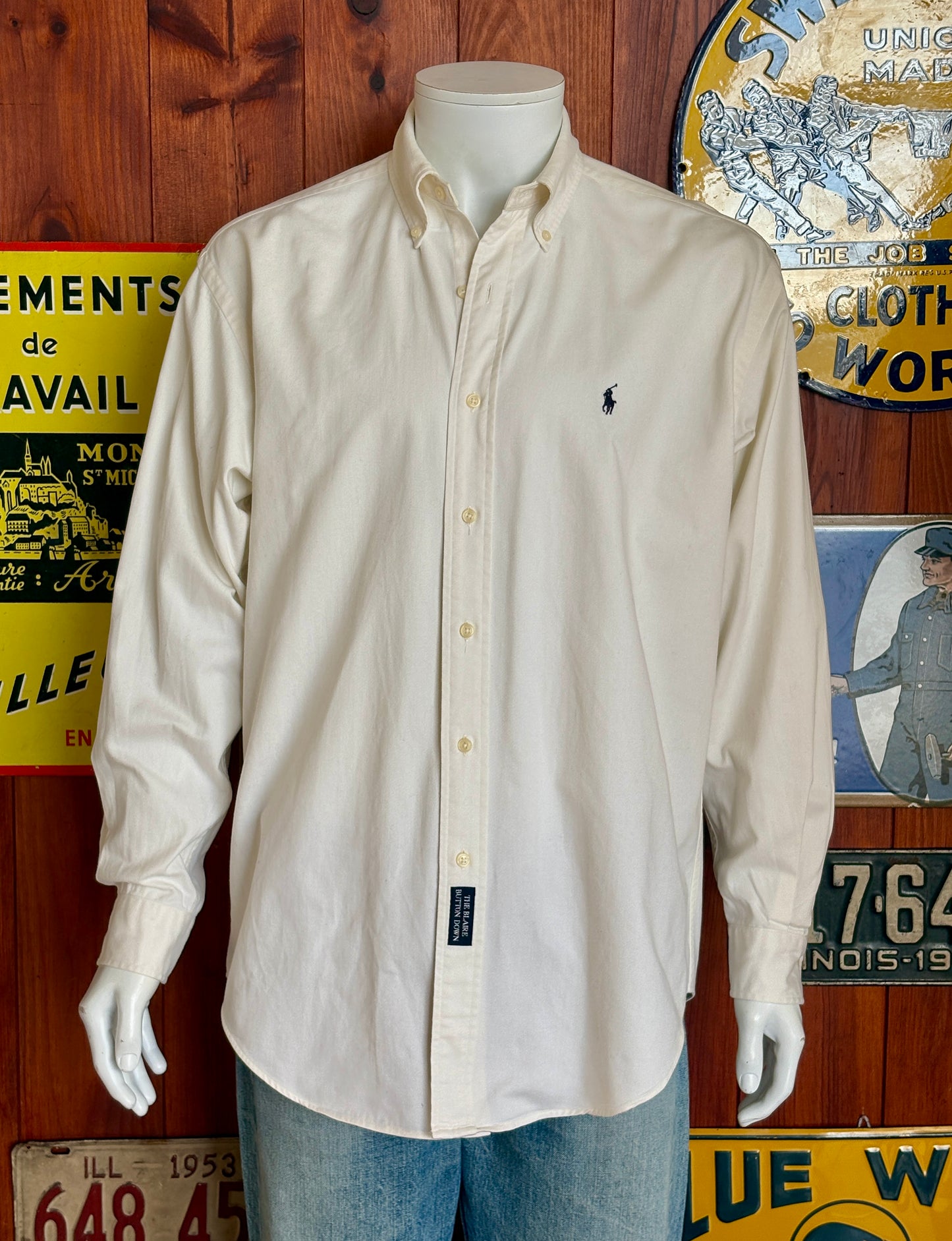 Ralph Lauren Blake Shirt Medium White Cotton Button Down USA Made