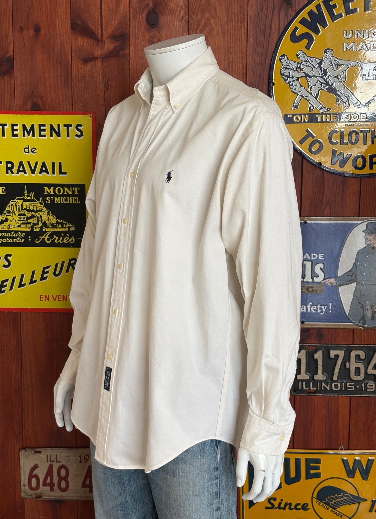 Ralph Lauren Blake Shirt Medium White Cotton Button Down USA Made