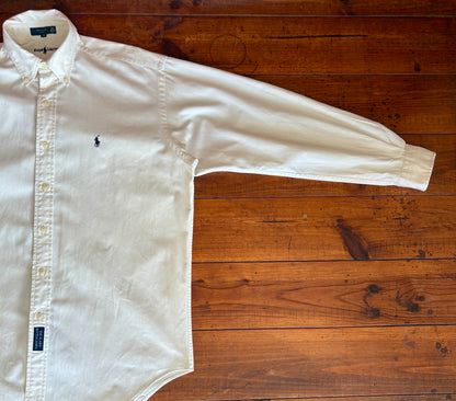 Ralph Lauren Blake Shirt Medium White Cotton Button Down USA Made