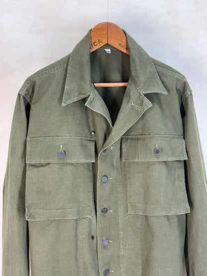 Authentic WWII US Army HBT Shirt – M1942 P-43 Model – Size 38 Reg (Med/Large)-AJ357 Studio