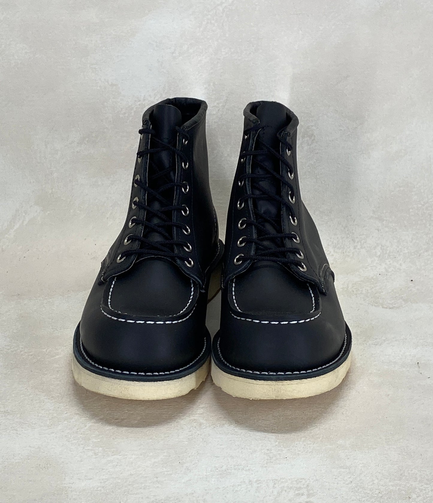 Size 8D. Factory Second Red Wing 8130 Moc Toe Black Boots – Made in USA