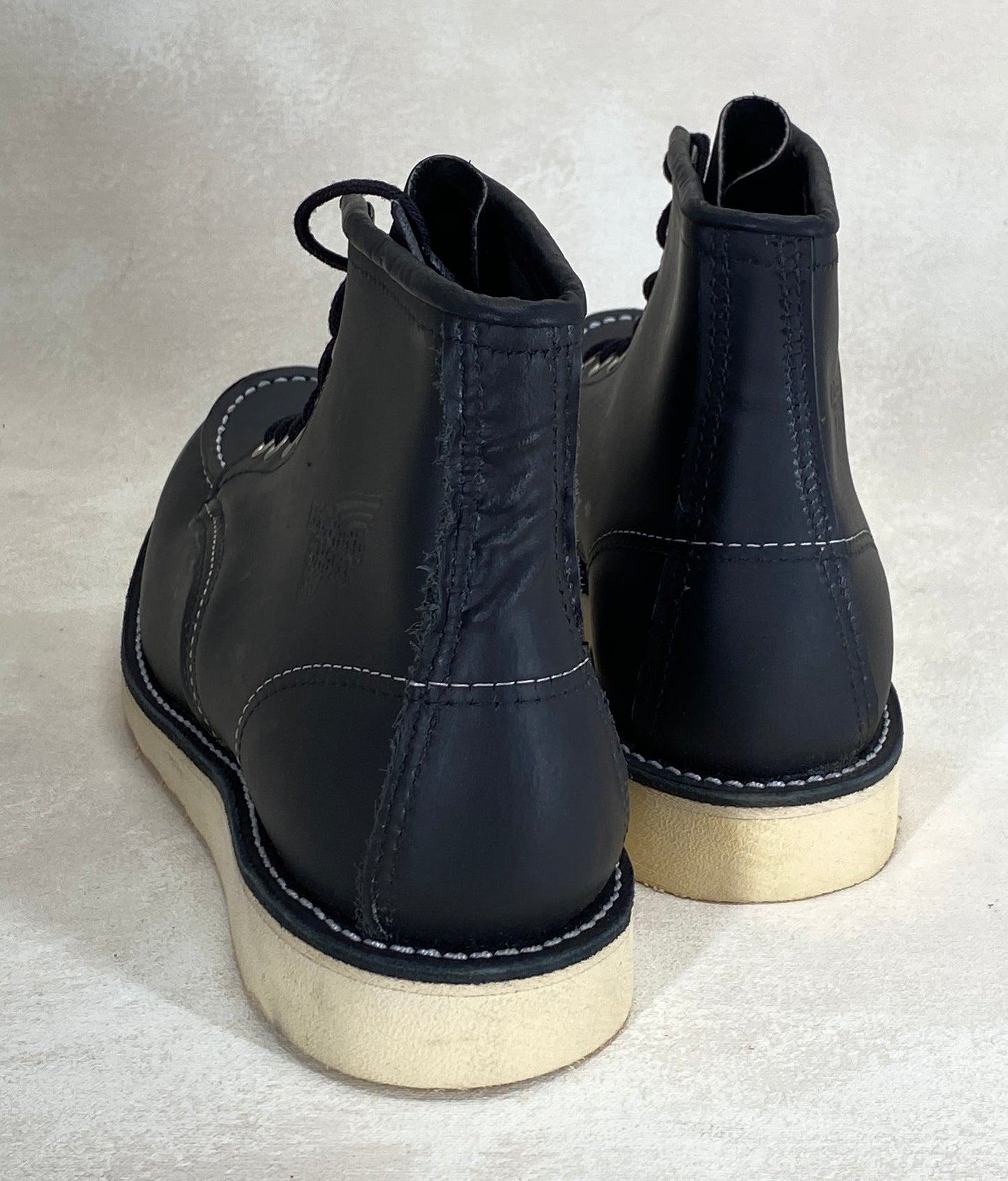 Size 8D. Factory Second Red Wing 8130 Moc Toe Black Boots – Made in USA