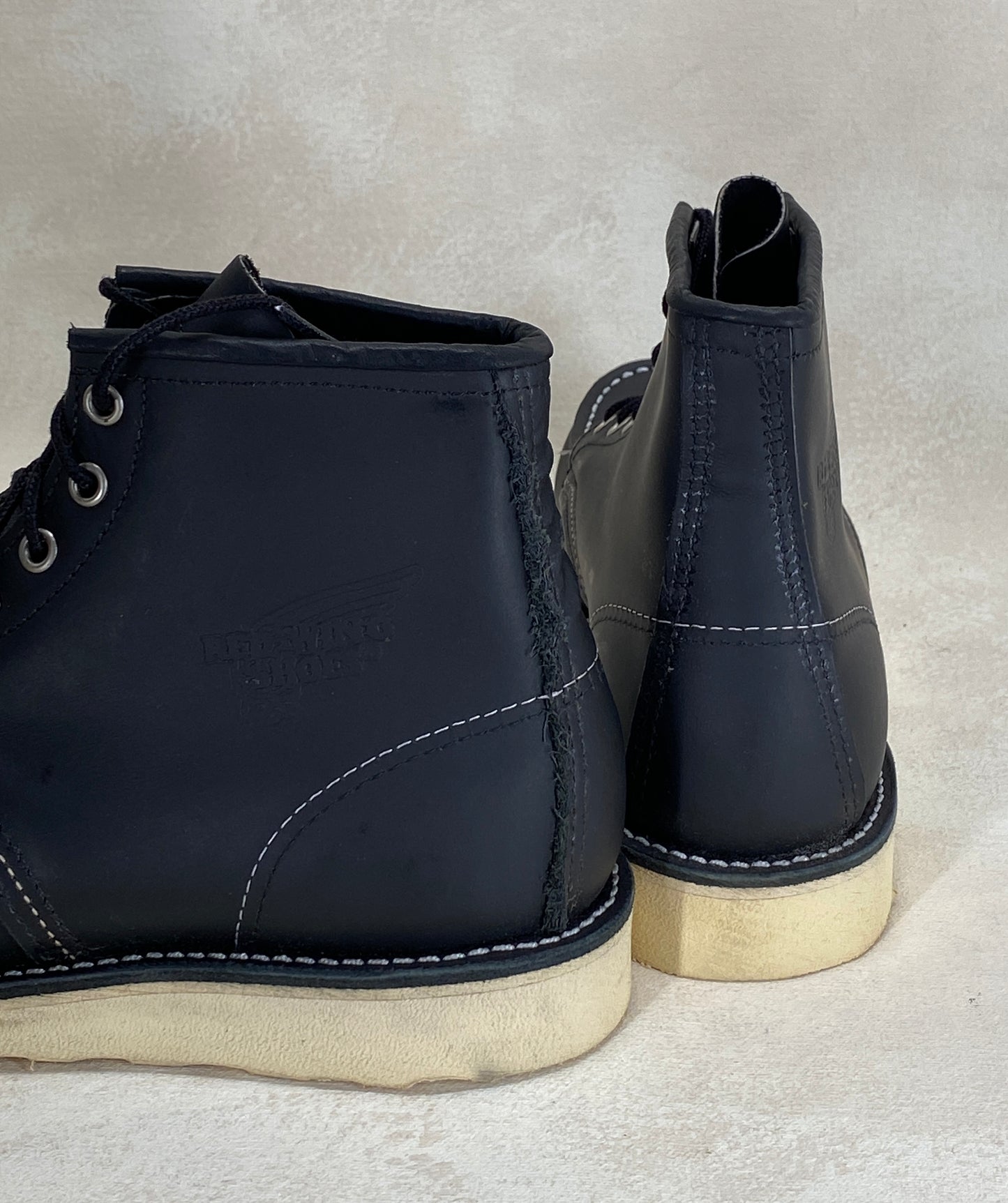 Size 8D. Factory Second Red Wing 8130 Moc Toe Black Boots – Made in USA