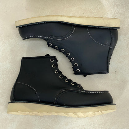 Size 8D. Factory Second Red Wing 8130 Moc Toe Black Boots – Made in USA-shoe-AJ357 Studio