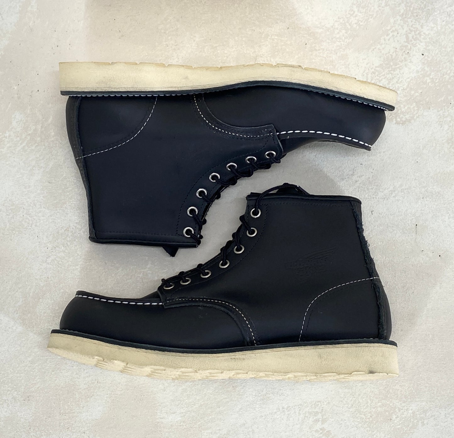 Size 8D. Factory Second Red Wing 8130 Moc Toe Black Boots – Made in USA