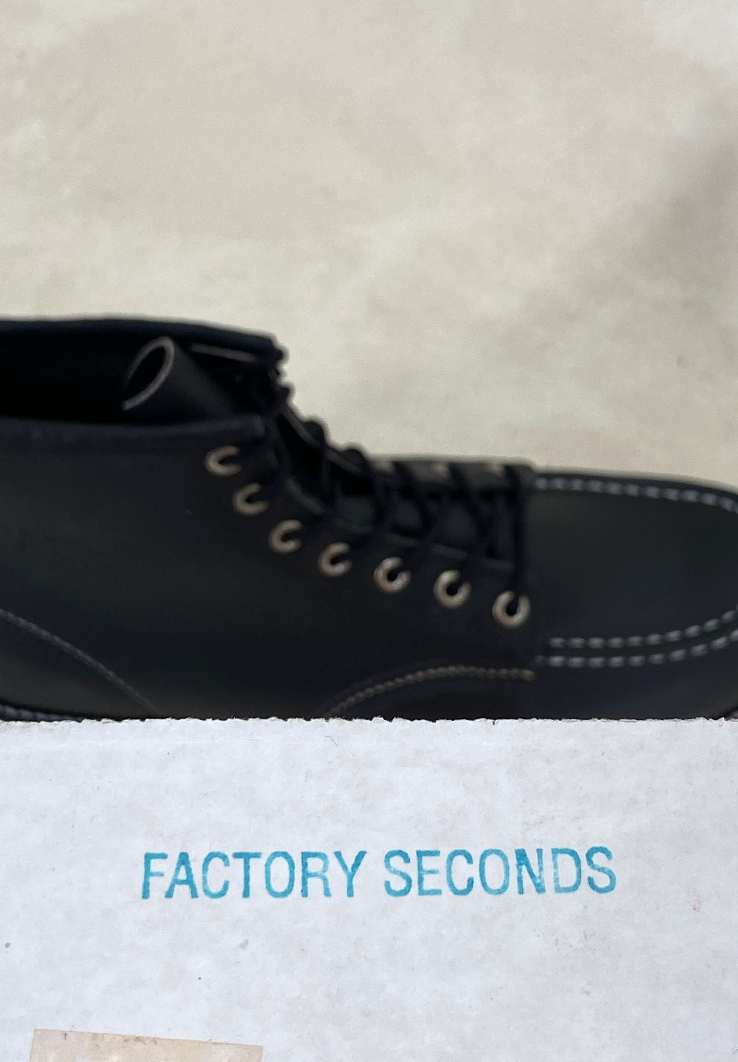 Size 8D. Factory Second Red Wing 8130 Moc Toe Black Boots – Made in USA