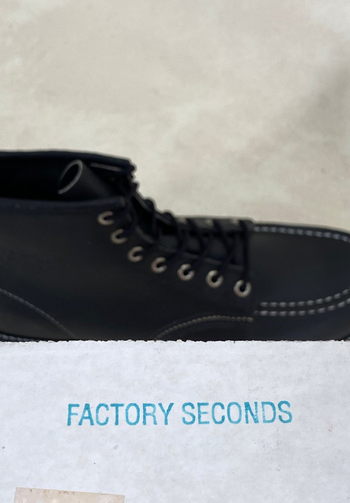 Size 8D. Factory Second Red Wing 8130 Moc Toe Black Boots – Made in USA-shoe-AJ357 Studio