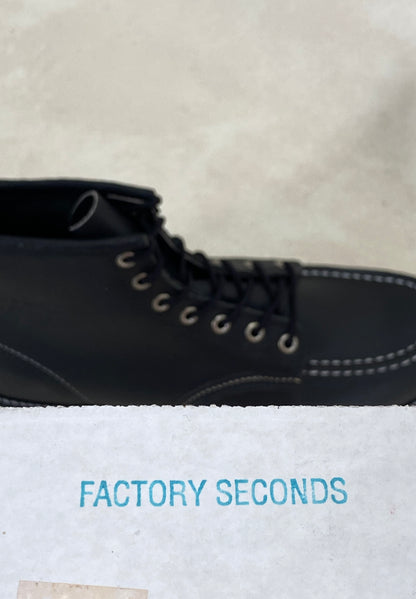 Size 8D. Factory Second Red Wing 8130 Moc Toe Black Boots – Made in USA-shoe-AJ357 Studio