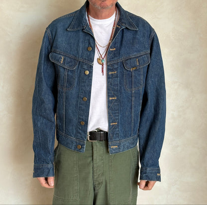 Vintage 70s Lee Union Made Denim Jacket | 2 Pockets | Made in USA | Size 44US / 54EU | Classic Blue Jean Workwear | AJ357 Studio