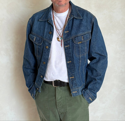 Vintage 70s Lee Union Made Denim Jacket | 2 Pockets | Made in USA | Size 44US / 54EU | Classic Blue Jean Workwear | AJ357 Studio
