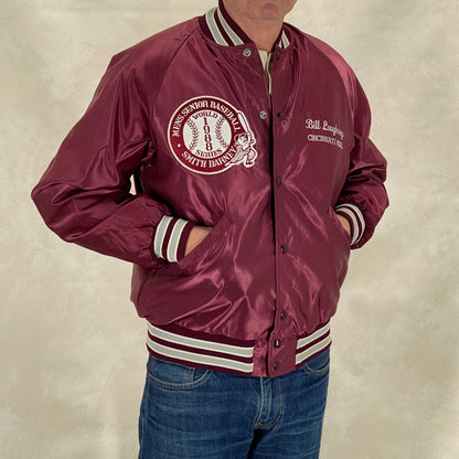 Size Med. Vintage 80s Butwin Satin Baseball Varsity Jacket – Made in USA-AJ357 Studio