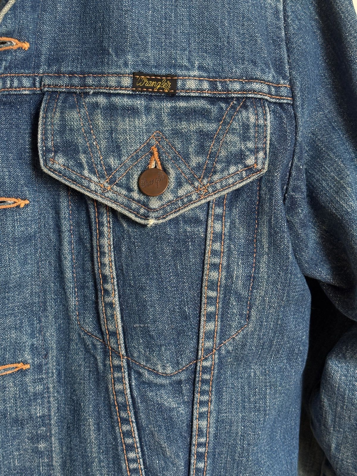 Vintage 70s Wrangler Denim Jacket 2-Pocket Made in USA Size 38US/48EU-AJ357 Studio