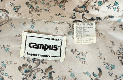 Size M. Authentic Vintage 80’s Campus Western Shirt —Floral print-AJ357 Studio