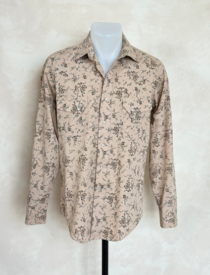 Size M. Authentic Vintage 80’s Campus Western Shirt —Floral print-AJ357 Studio