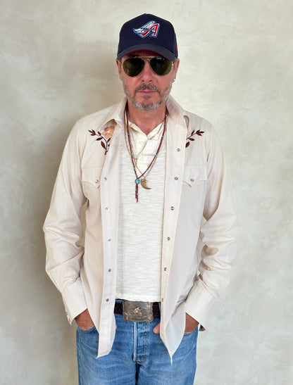 Size Med. Authentic Vintage 70’s embroidered Western Shirt-AJ357 Studio
