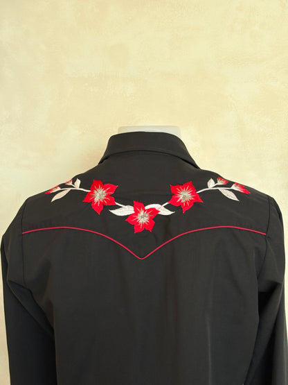Size S. Authentic 70’s embroidered Western Shirt — Vintage Print-AJ357 Studio