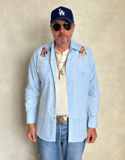 Size M. Authentic 70s Ely embroidered Western Shirt-AJ357 Studio