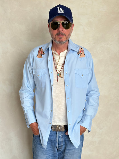 Size M. Authentic 70s Ely embroidered Western Shirt-AJ357 Studio
