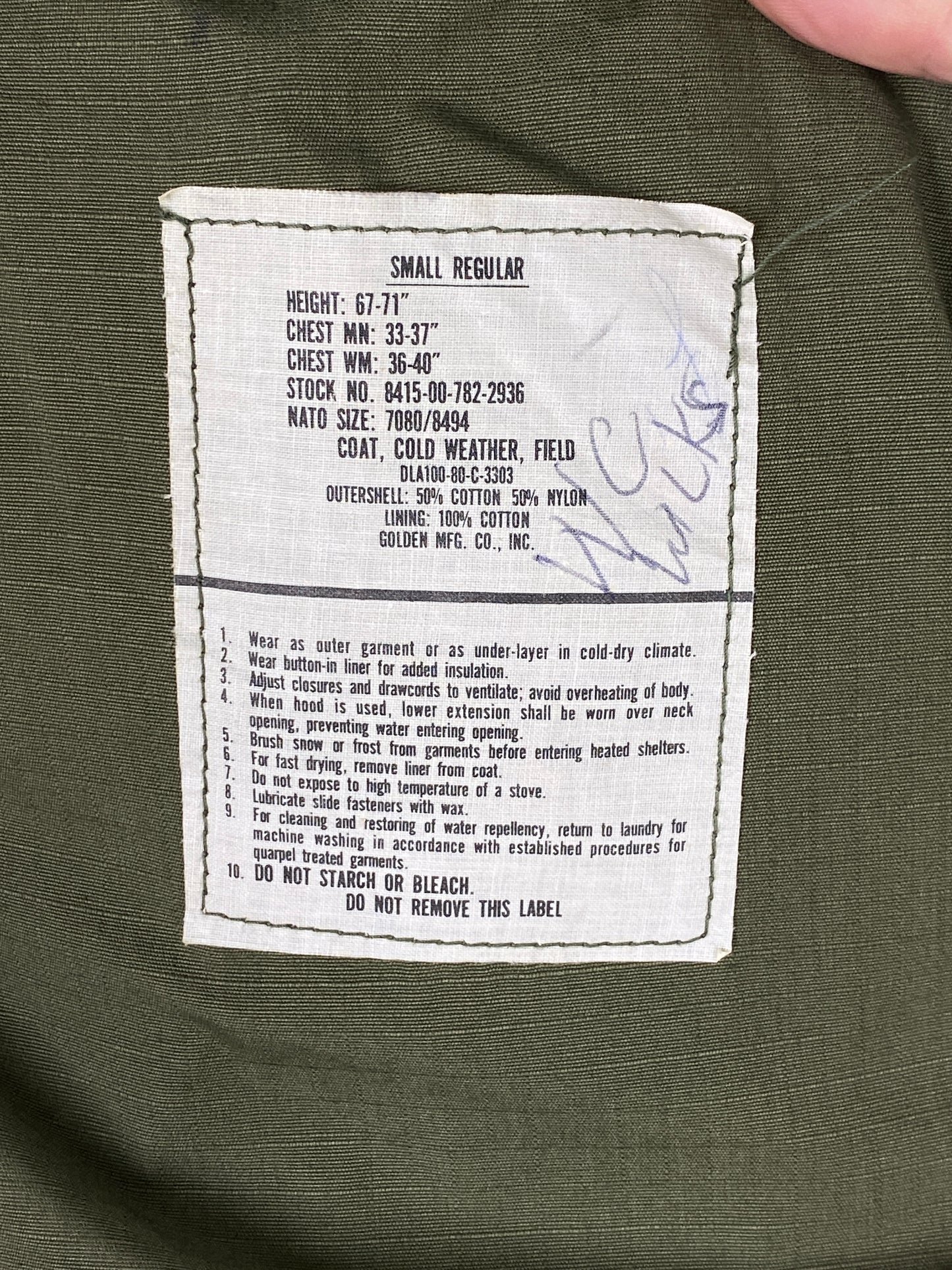 Authentic 1980 US Army M-65 Field Jacket – Vintage Military Combat Coat – Size Small Regular – Made in USA