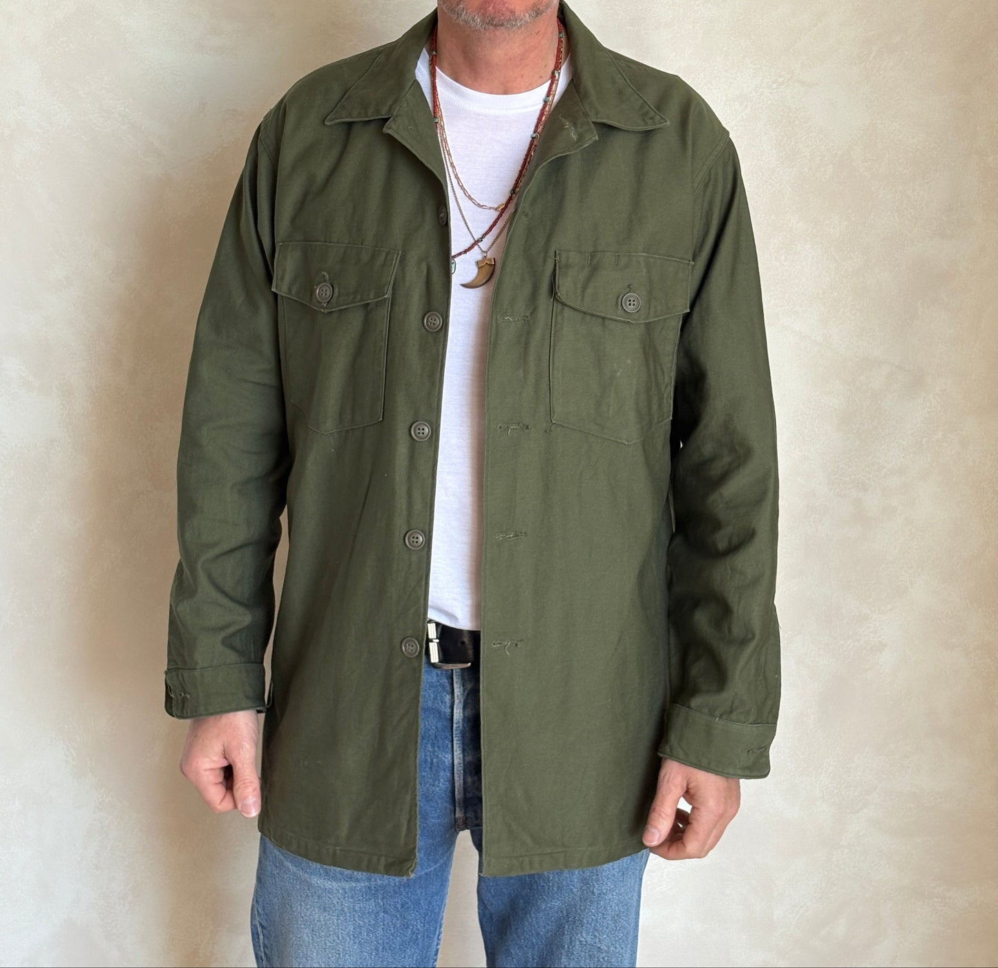 XL, Authentic 1966 US Army OG-107 Fatigue Shirt – Vietnam War Era Small