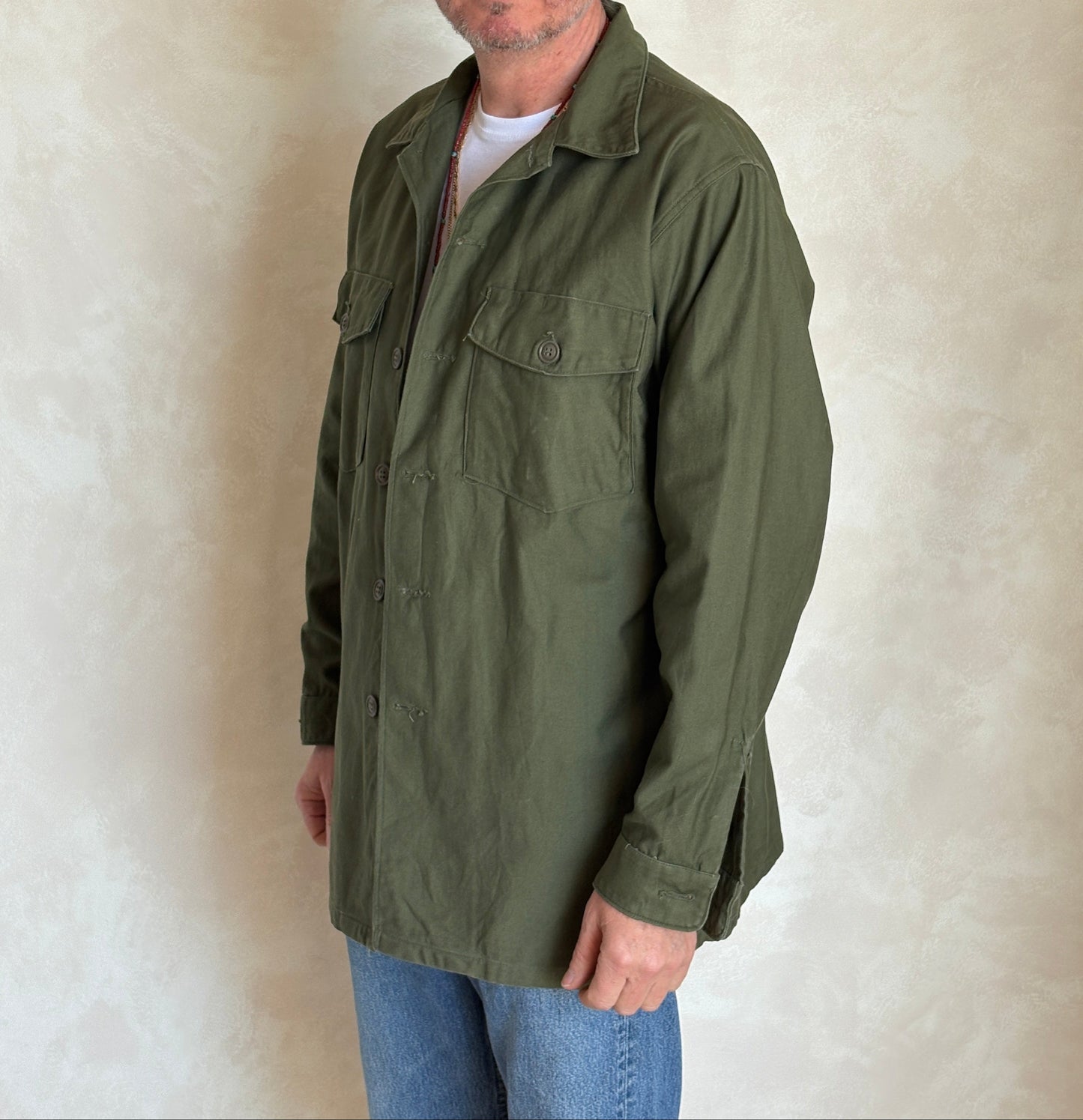 XL, Authentic 1966 US Army OG-107 Fatigue Shirt – Vietnam War Era Small