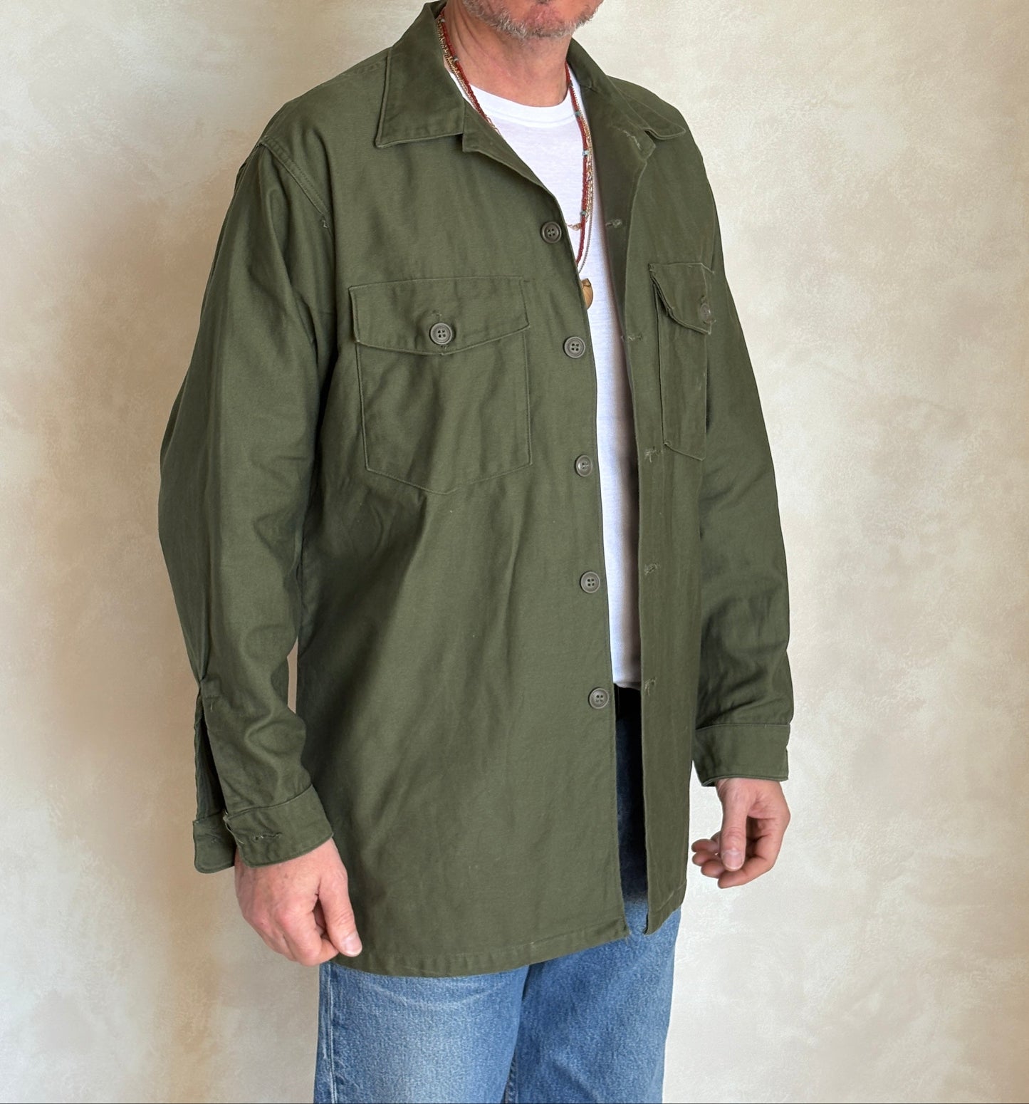 XL, Authentic 1966 US Army OG-107 Fatigue Shirt – Vietnam War Era Small