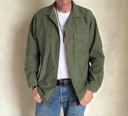 XL, Authentic 1966 US Army OG-107 Fatigue Shirt – Vietnam War Era Small