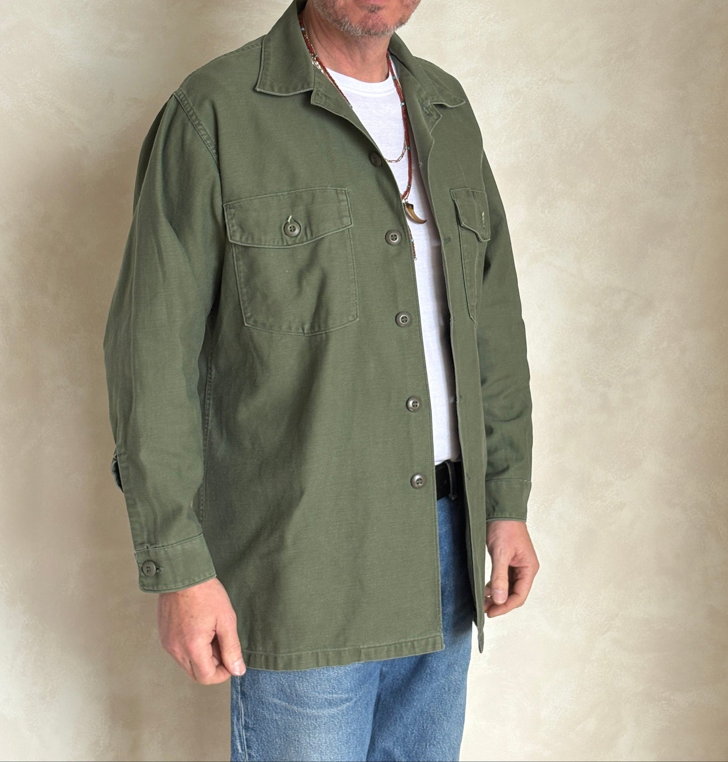 XL, Authentic 1966 US Army OG-107 Fatigue Shirt – Vietnam War Era Small