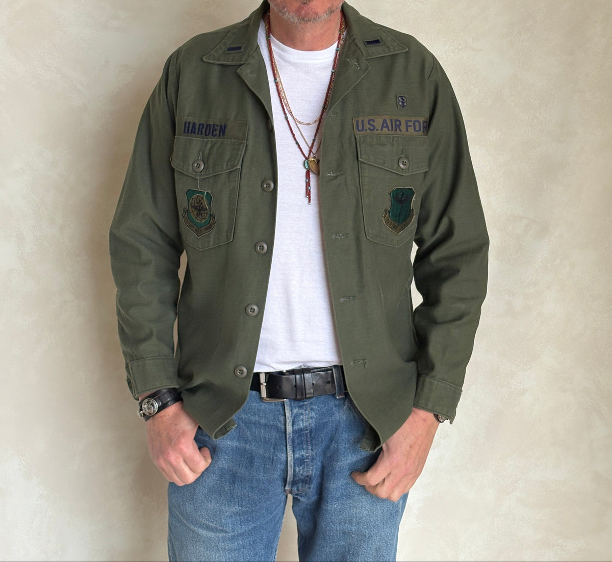 Med. Authentic 1976 US Air Force OG-107 Fatigue Shirt – Military-AJ357 Studio