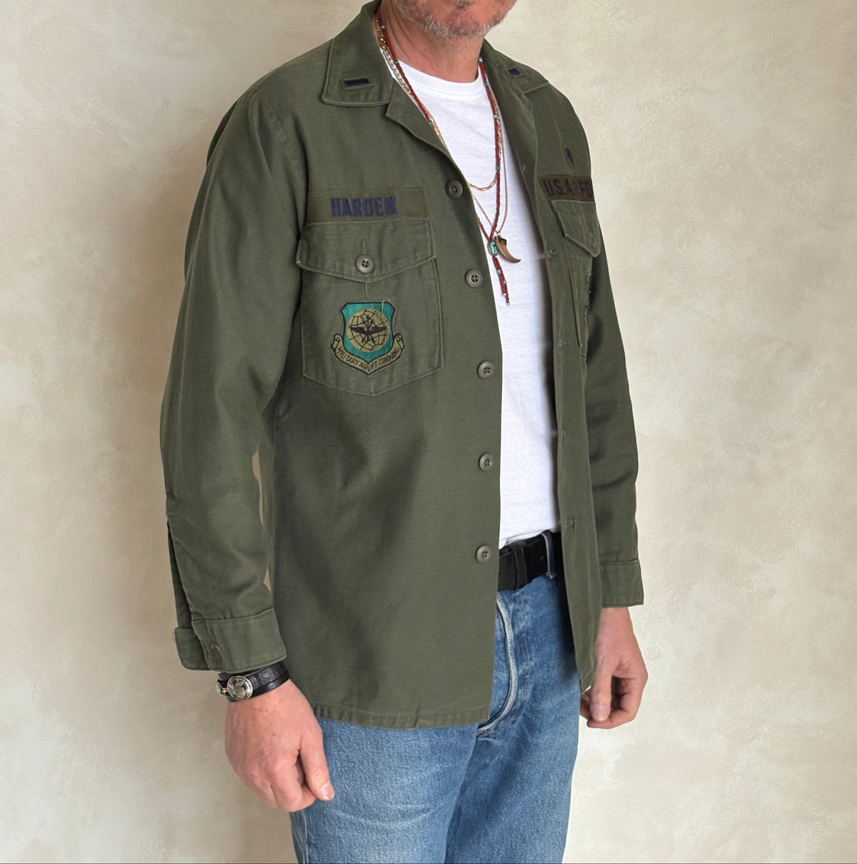 Med. Authentic 1976 US Air Force OG-107 Fatigue Shirt – Military-AJ357 Studio