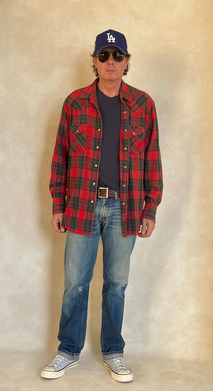 XL Vintage 80’s Plaid Flannel Western Shirt | Classic Retro Style | USA Vintage BCN-AJ357 Studio
