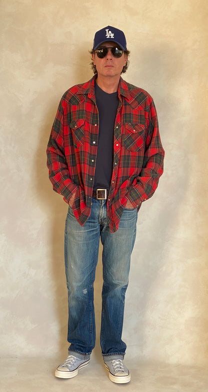 XL Vintage 80’s Plaid Flannel Western Shirt | Classic Retro Style | USA Vintage BCN-AJ357 Studio
