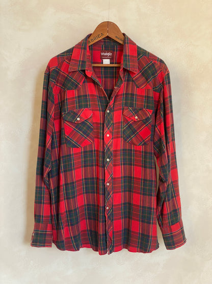 XL Vintage 80’s Plaid Flannel Western Shirt | Classic Retro Style | USA Vintage BCN-AJ357 Studio