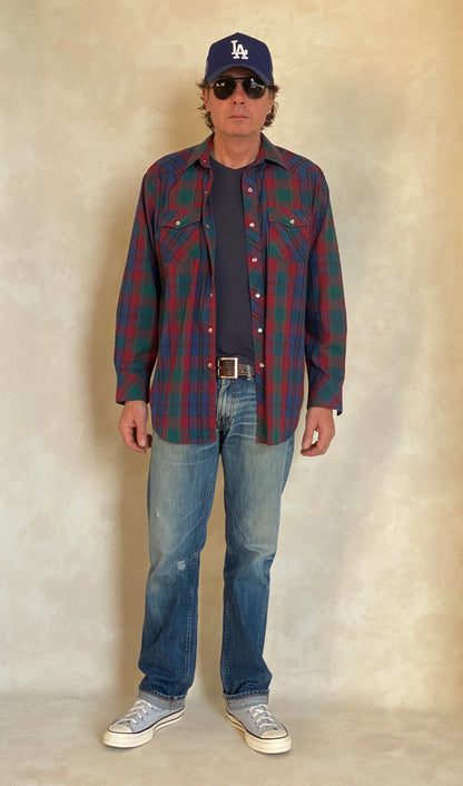 Large. Vintage 90’s plaid Flannel western shirt-AJ357 Studio