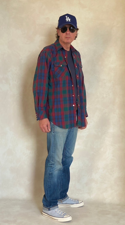 Large. Vintage 90’s plaid Flannel western shirt-AJ357 Studio