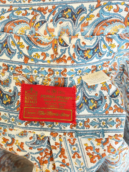 Size M. Vintage 70’s Long Sleeve Paisley Shirt — Bold Boho Retro Festival Shirt-AJ357 Studio