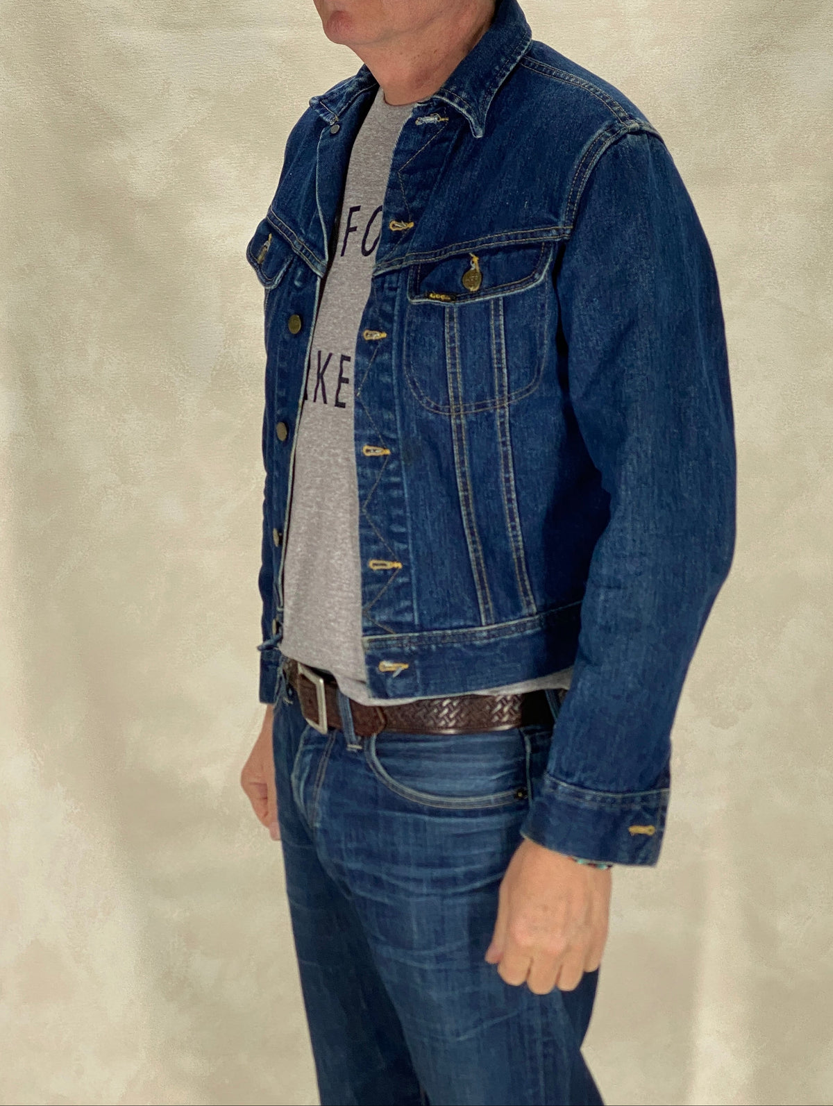 Size 36US / 46EU .Vintage 80s Lee Denim Shirt – 2 Pockets, Made in USA, Classic Workwear-AJ357 Studio