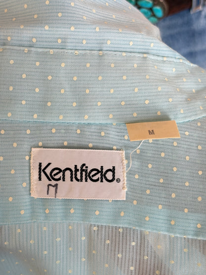 Size M. Vintage 80’s Light Blue Printed Shirt — Casual Retro Summer Shirt-AJ357 Studio