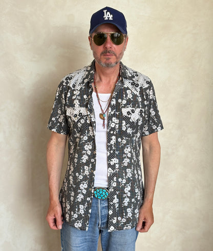 Size M. Authentic 70’s Ely Plain Western Shirt — Vintage Print-AJ357 Studio
